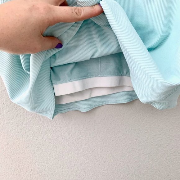 Gap GapFit Ribbed Blackout Twist-Knot Cropped Sports Bra Aqua Size L - Picture 6 of 9